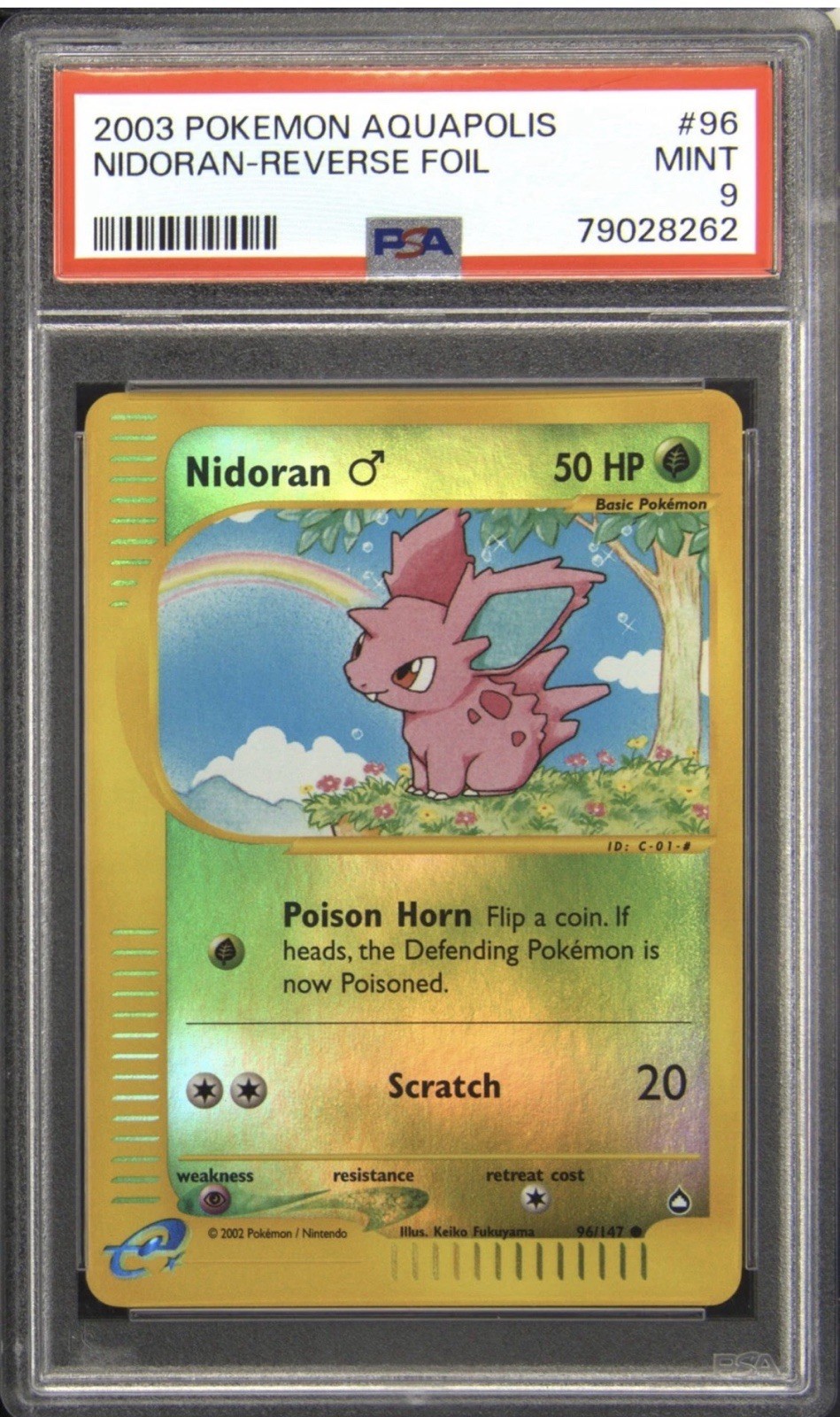 2003 Pokemon Aquapolis Nidoran Reverse Holo Foil #96 PSA 9