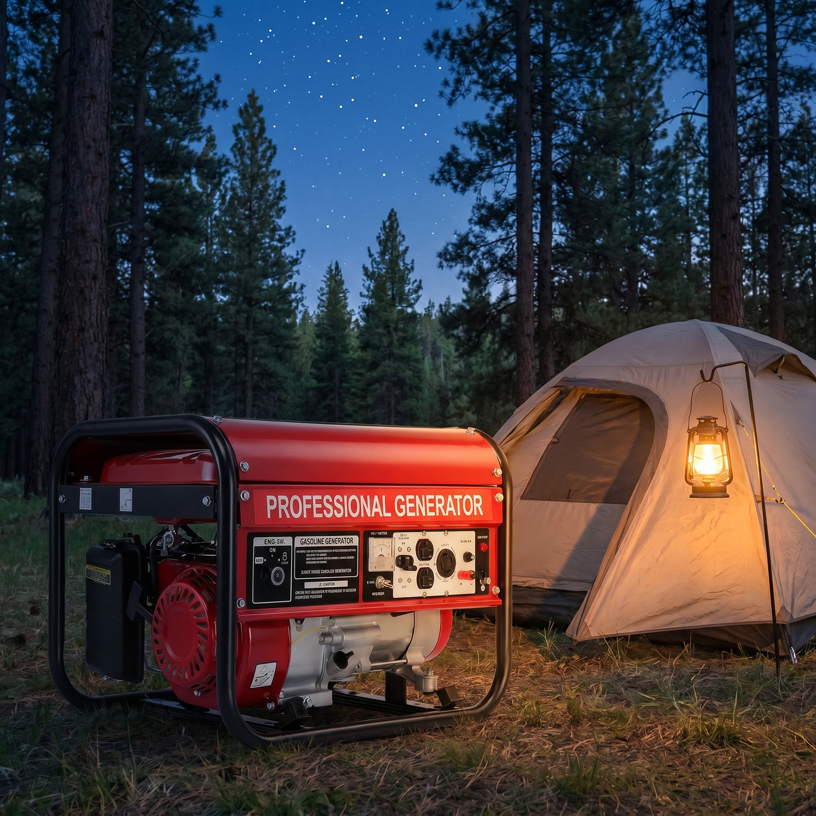 4-Stroke 7.5HP Portable Gas Generator 110V 220V Dual Voltage Red Metal