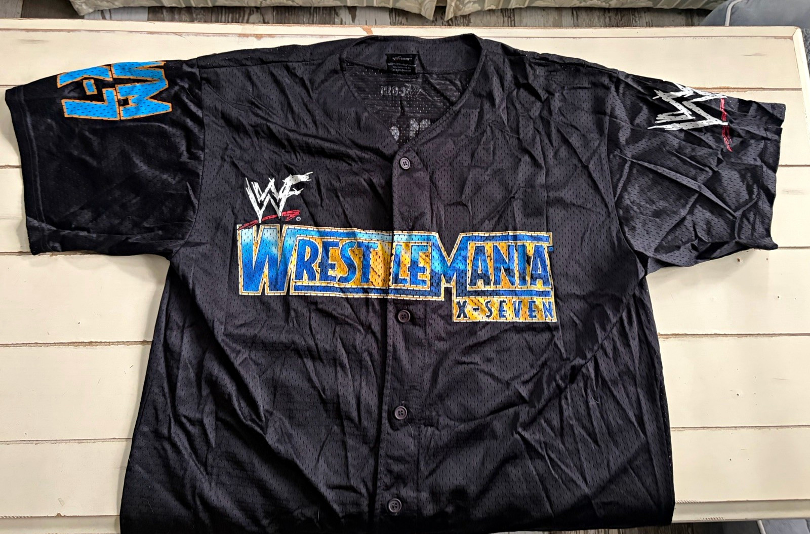 Vintage 2001 WWF WrestleMania X-Seven Jersey Button Up Y2K World Wrestling Feder