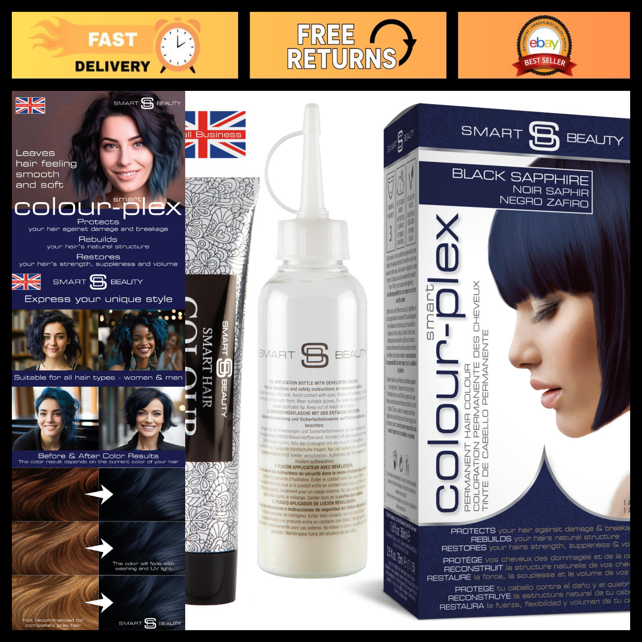 Permanent Blue Black Hair Dye - Vegan, Cruelty-Free, Anti-Breakage, 100% Grey Co Permanent Blue Black Hair Dye - Vegan, Cruelty-Free, Anti-Breakage, 100% Grey Co