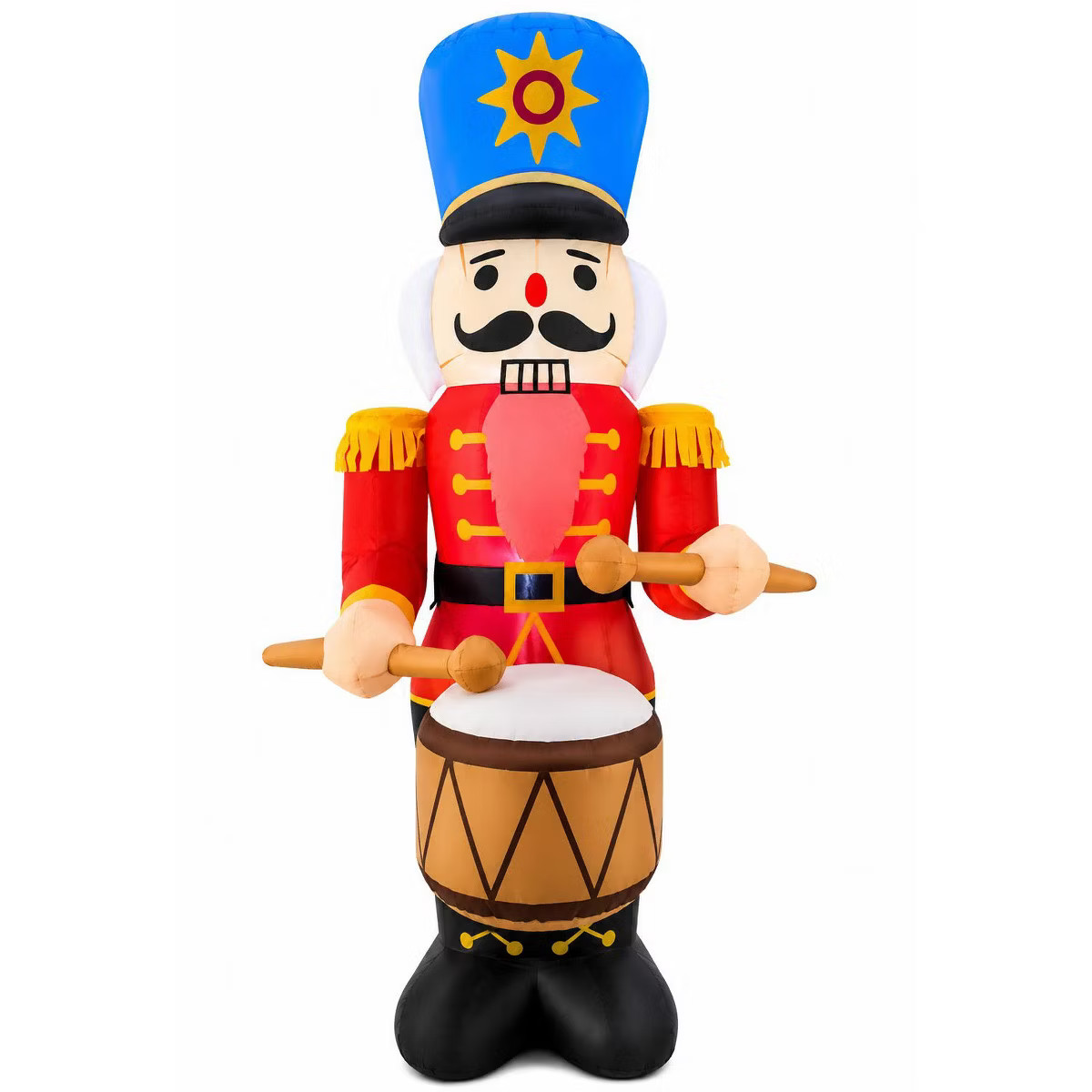 GOOSH 6ft Animated Light-Up Inflatable Drumming Nutcracker Christmas Yard Decora