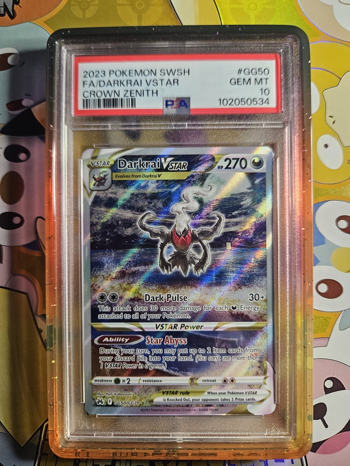 2023 POKEMON SWORD & SHIELD CROWN ZENITH #GG50 FULL ART/DARKRAI VSTAR PSA 10