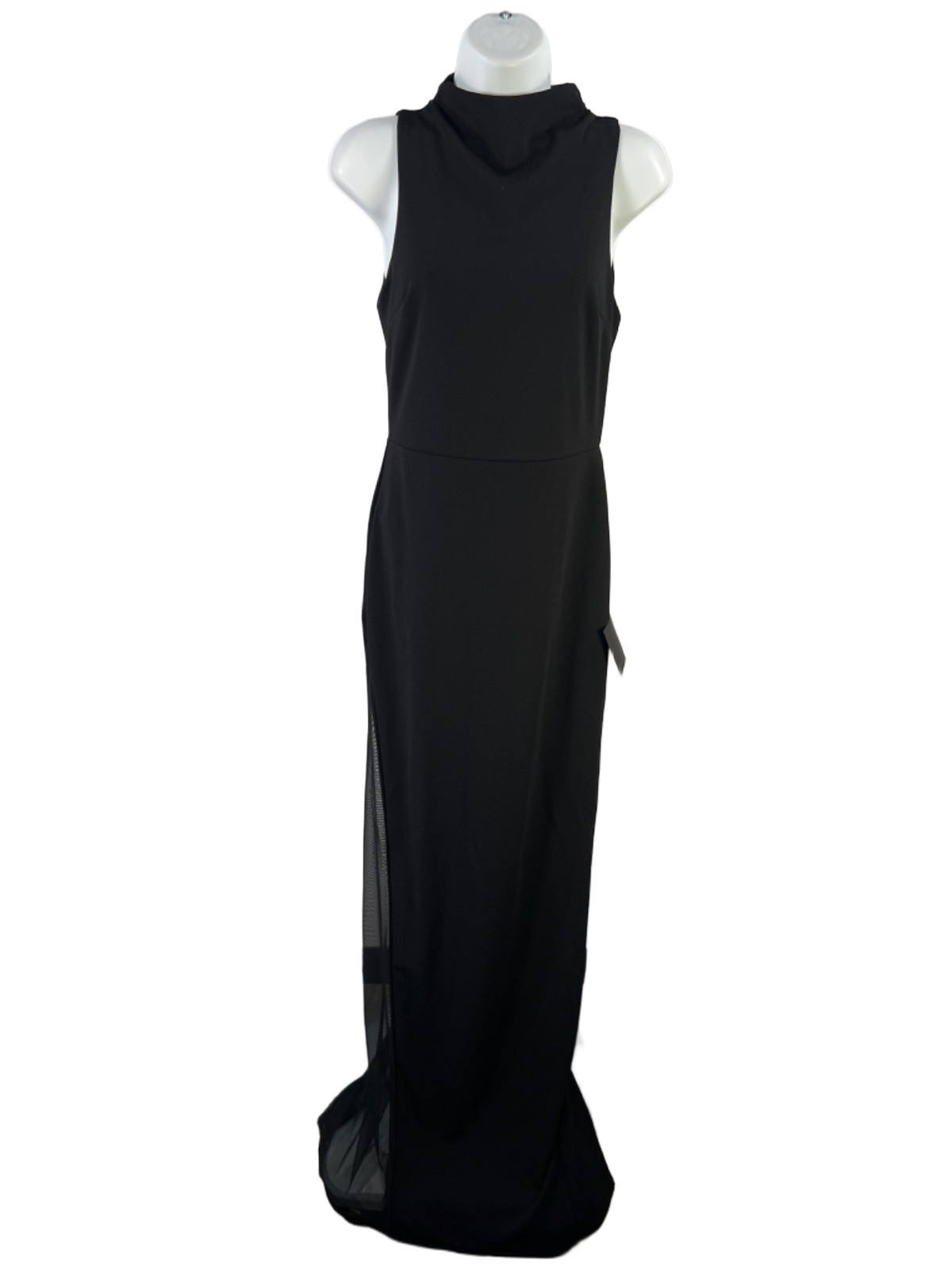 Lulus Women\'s Black High Neck Back Slit Sleeveless Maxi Dress - M