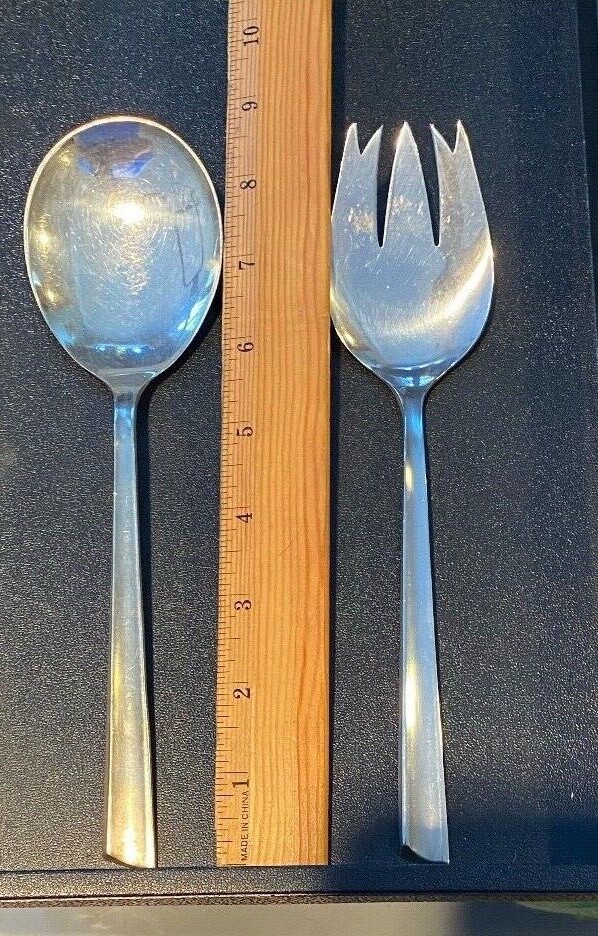 STIEFF PERSONNA STERLING FLATWARE SALAD  SERVING SET  SUPER  MODERNISTIC  LOOK