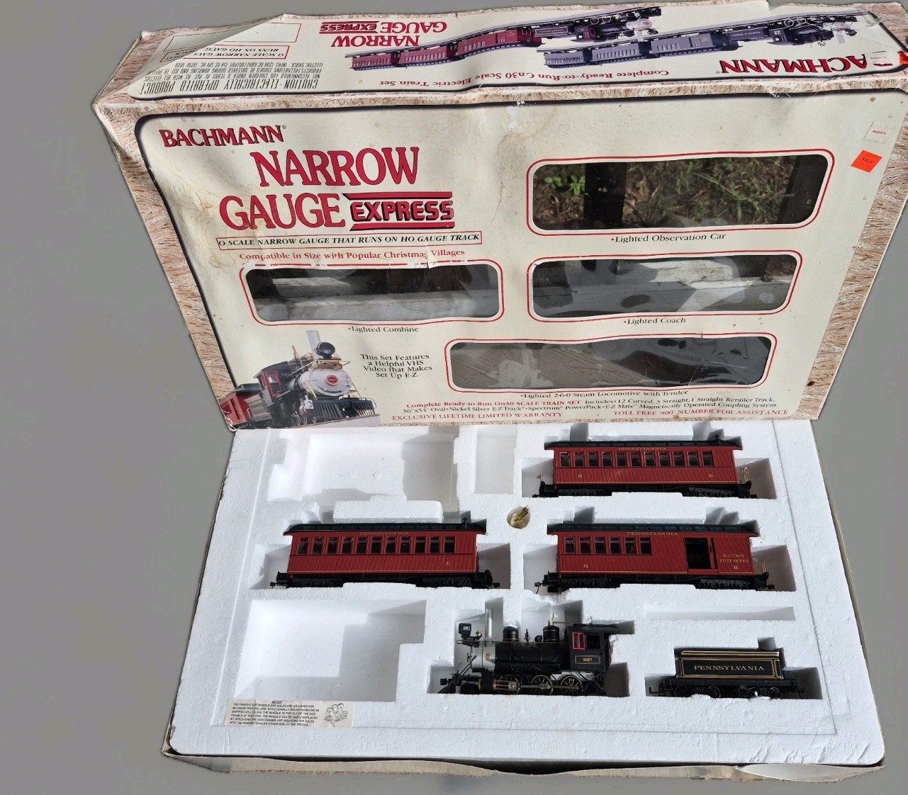Bachmann On30 Scale Narrow Gauge Express Train Pennsylvania Steam Locomotive REA