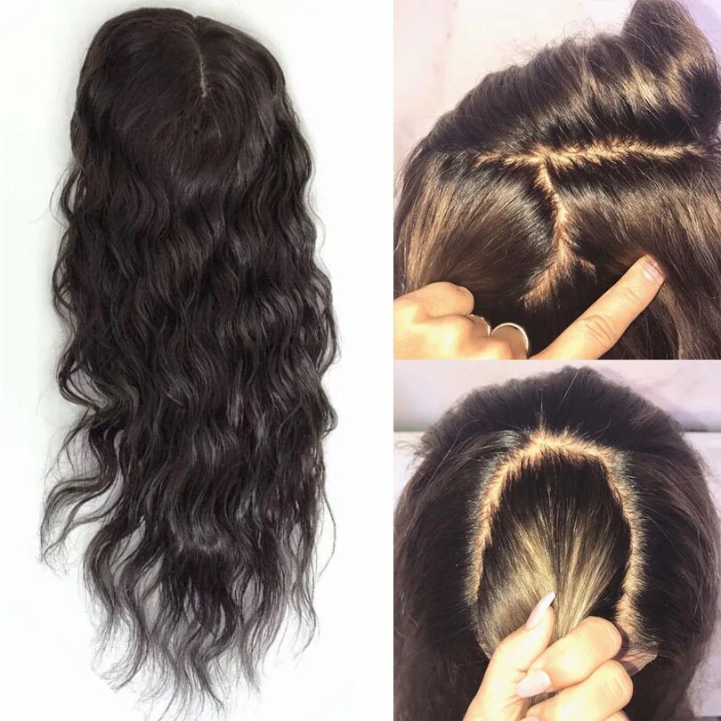 Hand Tied Silk Top Full Lace Wig Human Hair Deep Wave Silk  Base Wig Black Brown