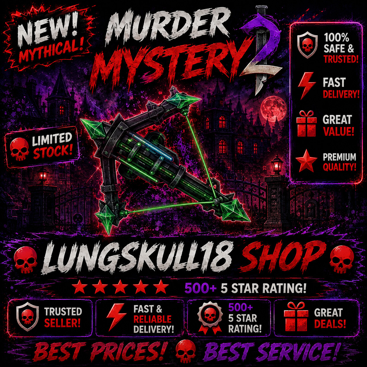 Murder Mystery 2 MM2 | Sets & Godly Knifes & Guns | Fast & Trusted |