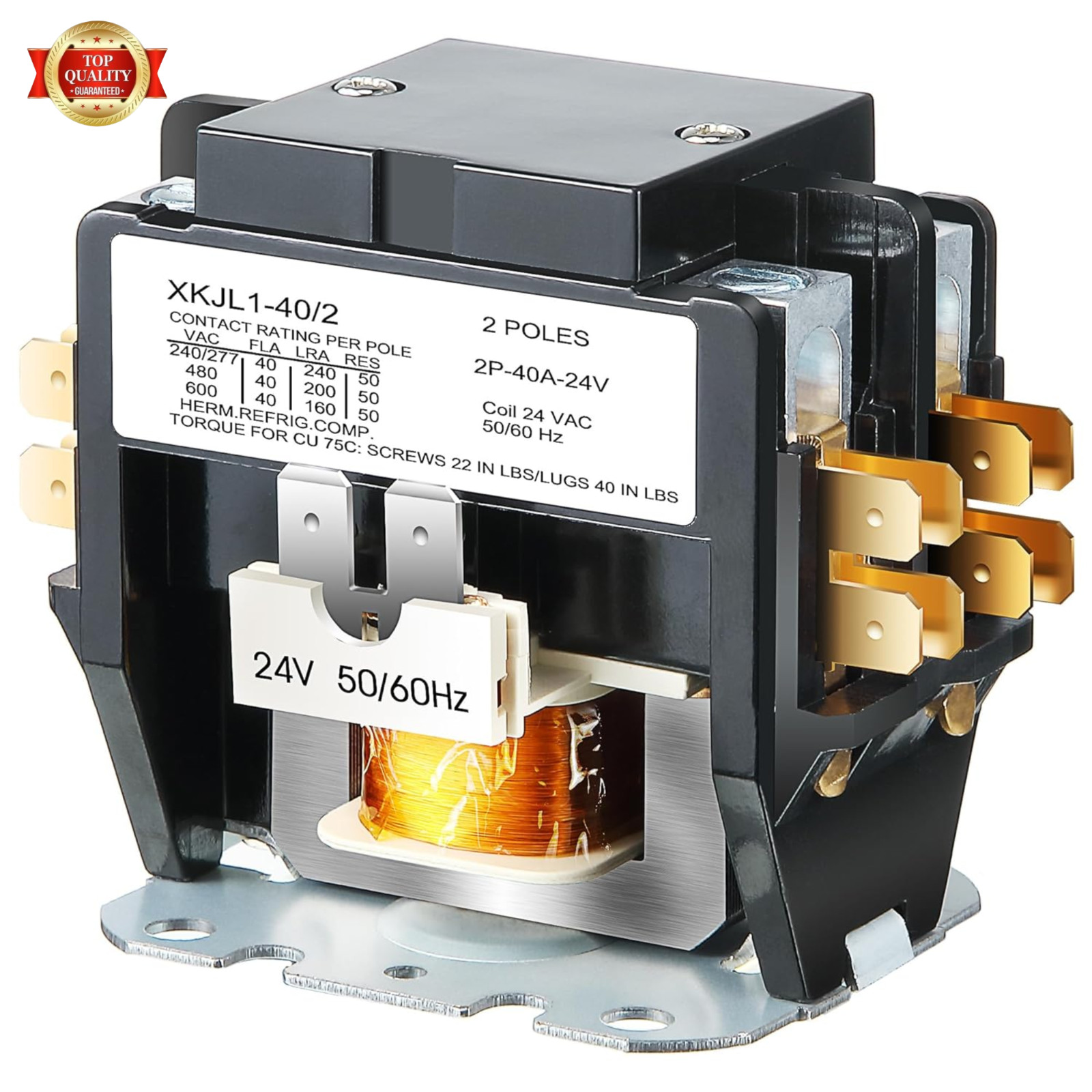1 Pcs 24V Coil 40A 2 Pole Air Conditioner Contactor, UL Certified HVAC Motor Con 1 Pcs 24V Coil 40A 2 Pole Air Conditioner Contactor, UL Certified HVAC Motor Con