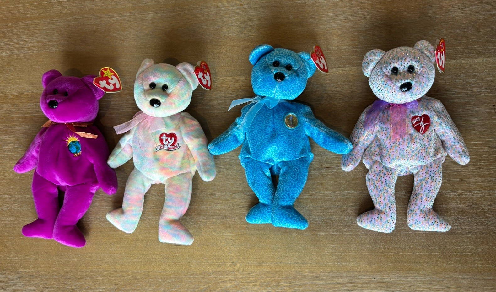 Lot of - 4 Ty Beanie Babies Bears Millennium Celebrate Classy Signature