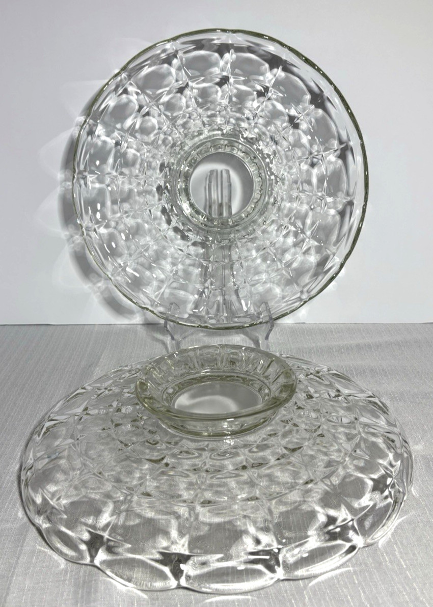 2 Colony/Indiana Glass Constellation Footed Plates-Scalloped Up-Curved Rim-13\