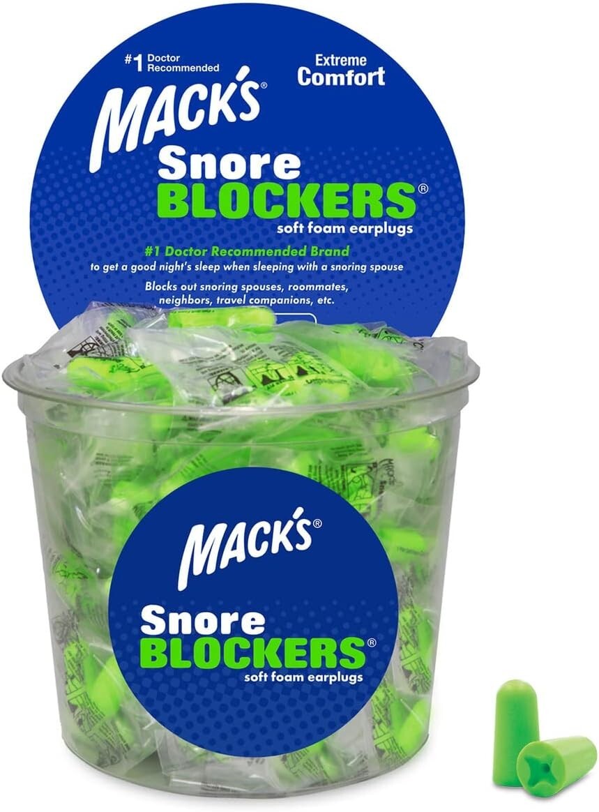 Mack\'s Tub of Snore Blockers Soft Foam Earplugs 100 Pairs