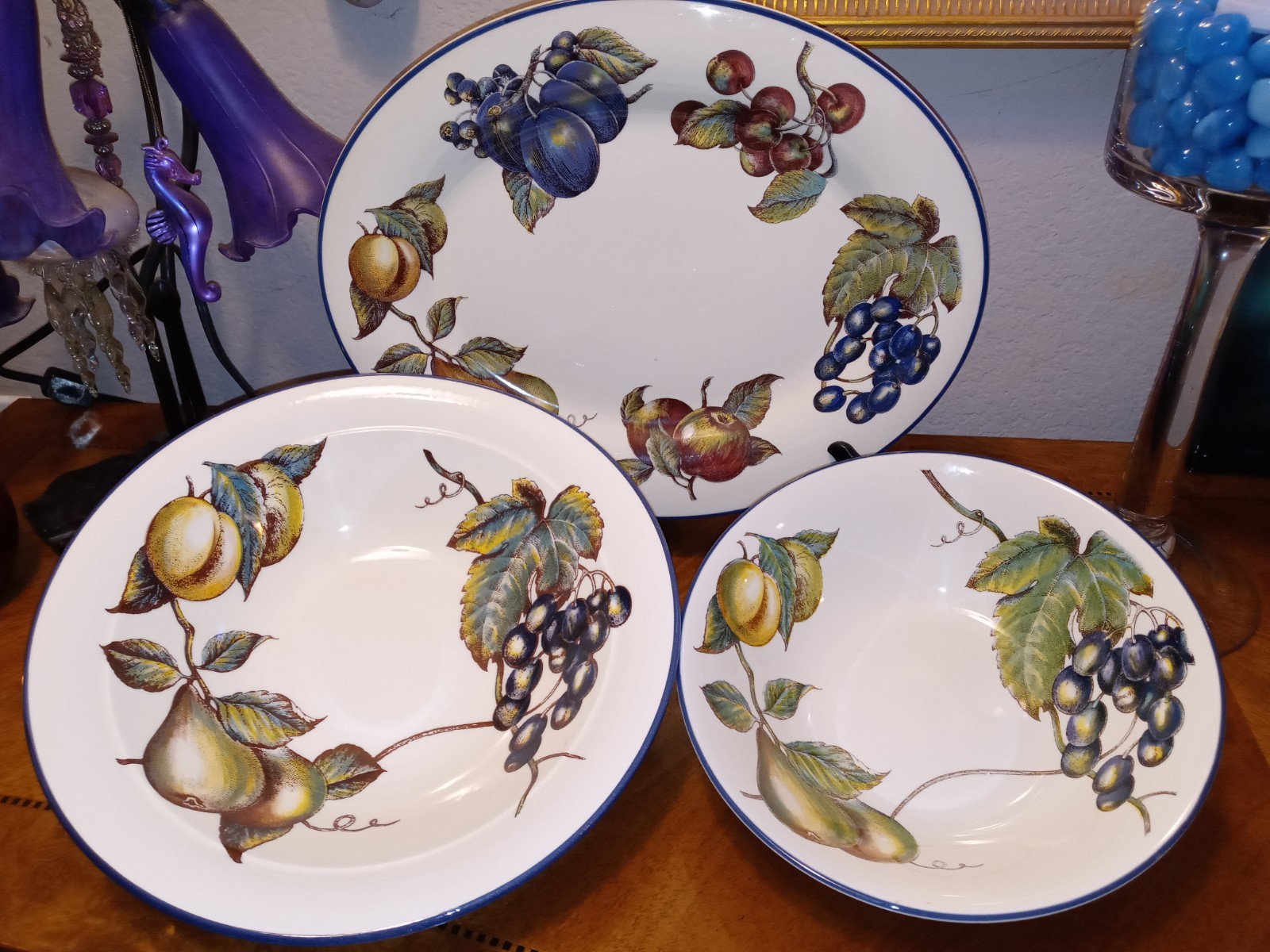 Pier 1 Macintosh Oval Platter & Serving Bowls England Angleterre Fruit Set Of 3 Pier 1 Macintosh Oval Platter & Serving Bowls England Angleterre Fruit Set Of 3