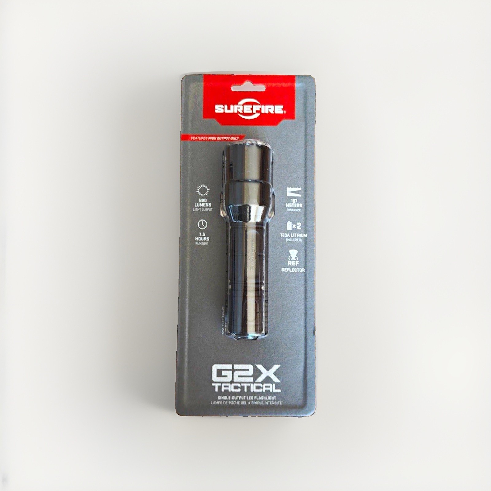 SureFire G2X Tactical LED Flashlight 600 Lumens Black 2x123A Batteries Included