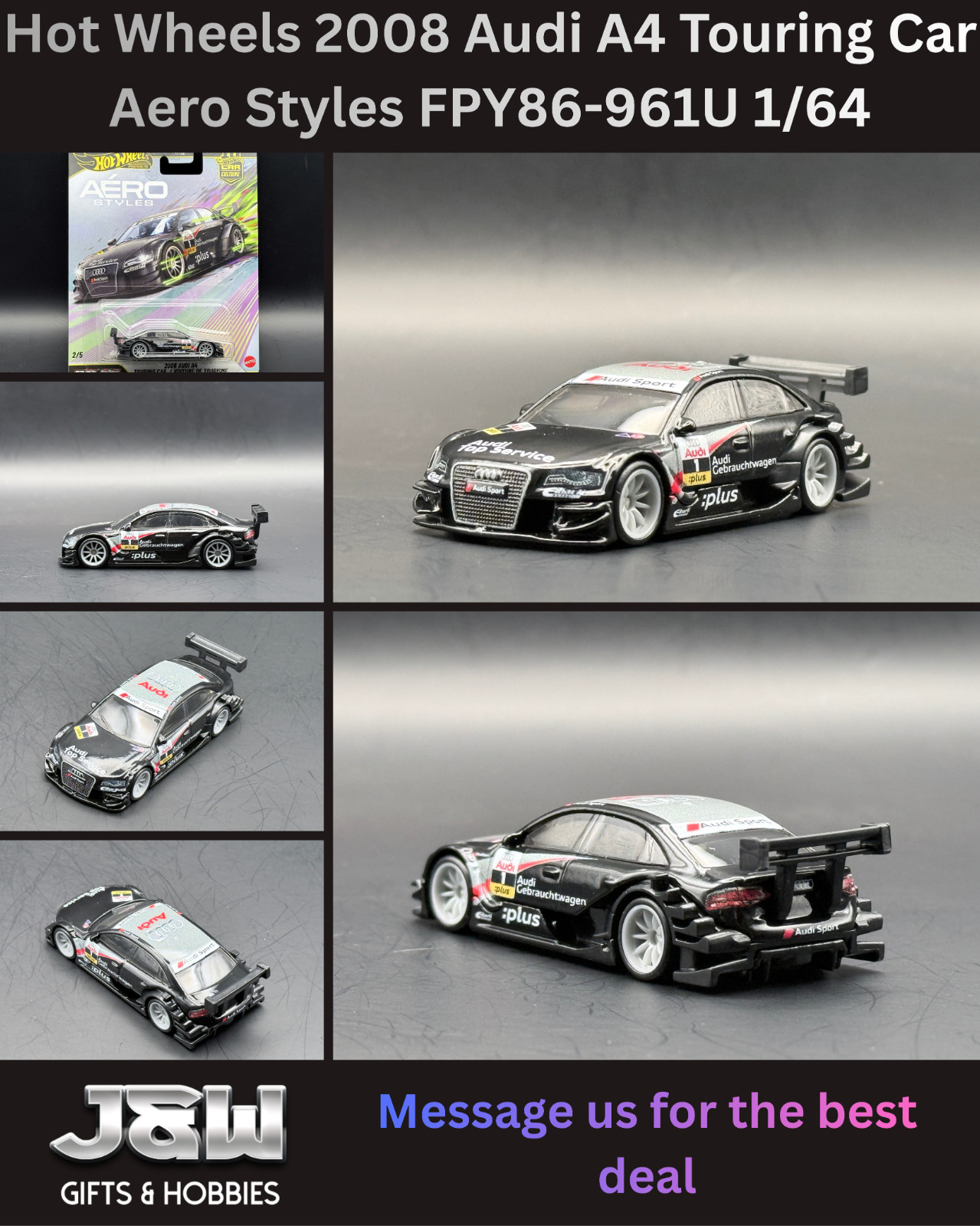 Hot Wheels 2008 Audi A4 Touring Car Aero Styles FPY86-961U 1/64