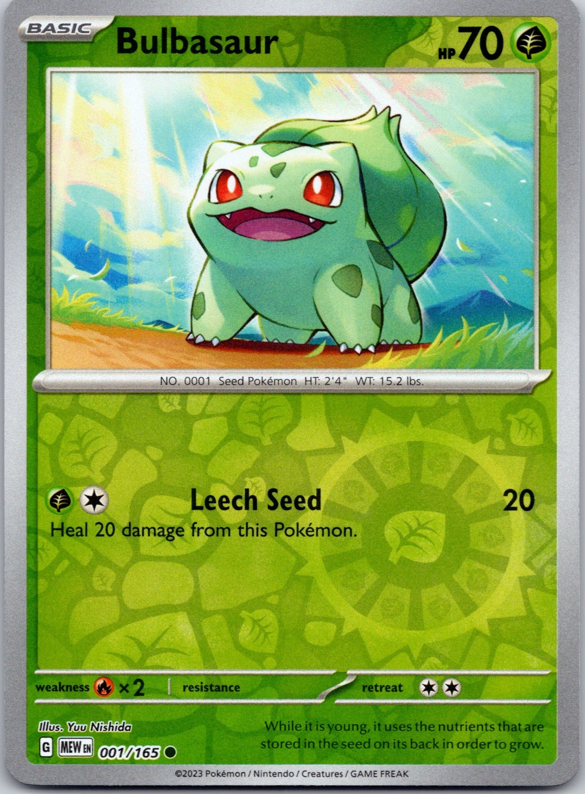 Bulbasaur (Reverse Cosmos Holo) 001/165 Pokemon NM Bulbasaur (Reverse Cosmos Holo) 001/165 Pokemon NM