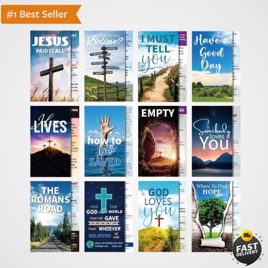 240 PCS Gospel Tract Card 3.5 x 2 Inches 12 Styles Plan of Salvation Cards In...