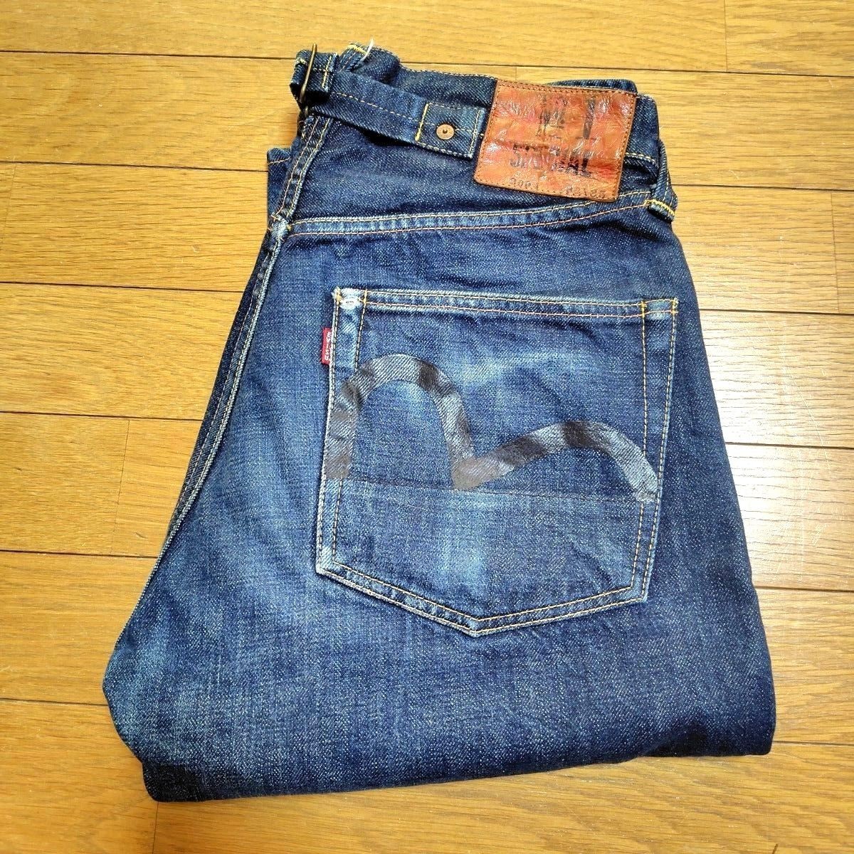 EVISU No.1 Special Lot 2004 Cinch Back Jeans Platinum Selvedge Seagull Paint