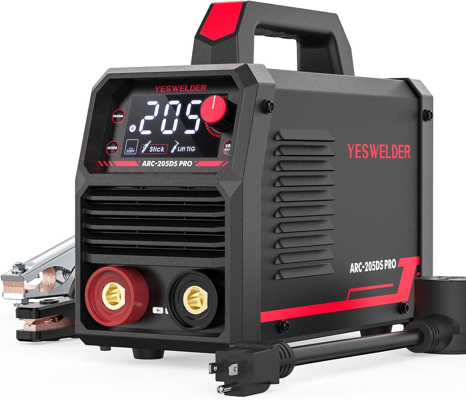 205 Amp Digital Inverter Stick Welder with Large LED Display - Portable & Safe