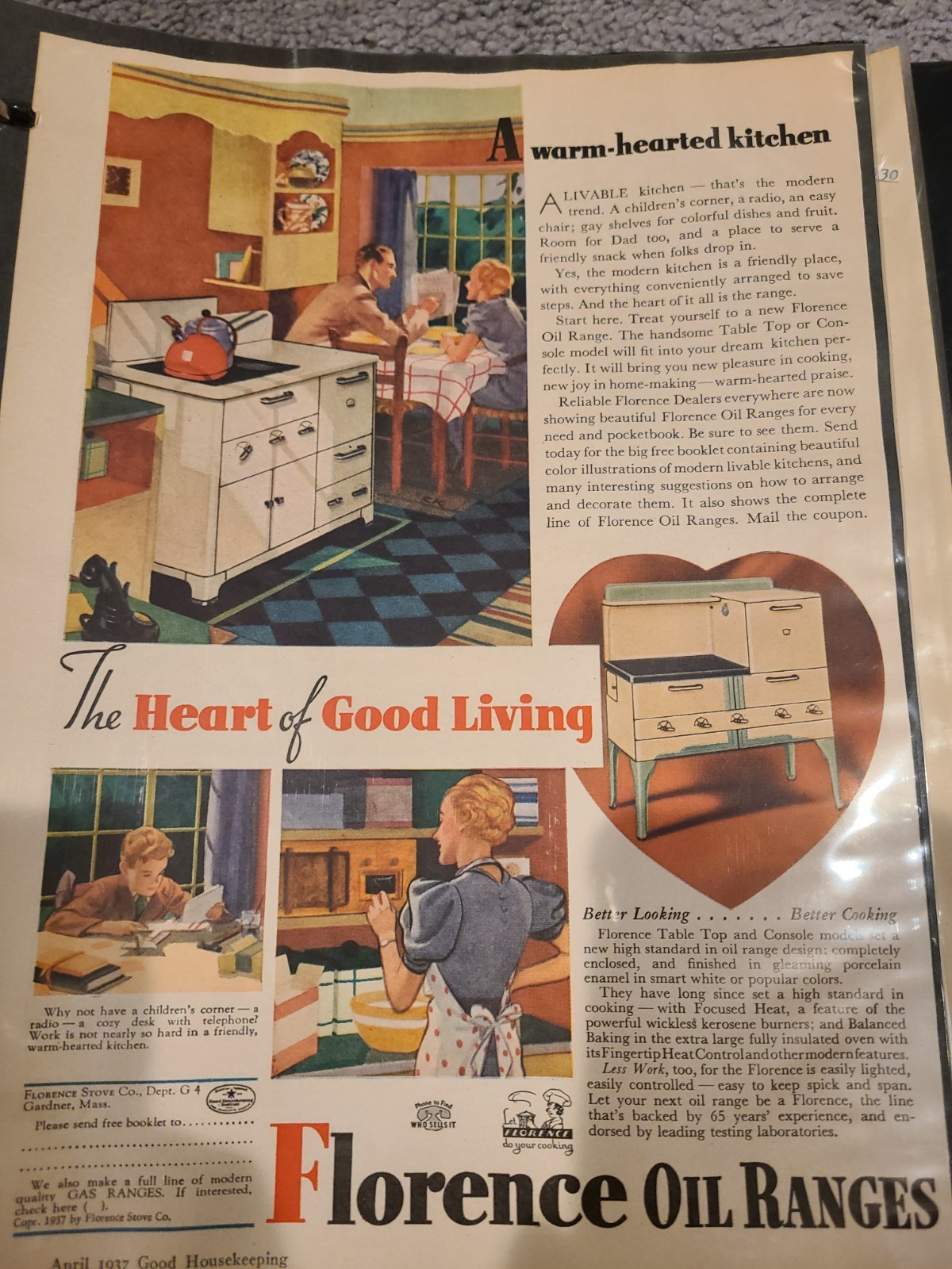 Vintage 1937 FLORENCE Oil Range Stove Oven Kitchen Appliance 1930\'s Print Ad Vintage 1937 FLORENCE Oil Range Stove Oven Kitchen Appliance 1930\'s Print Ad