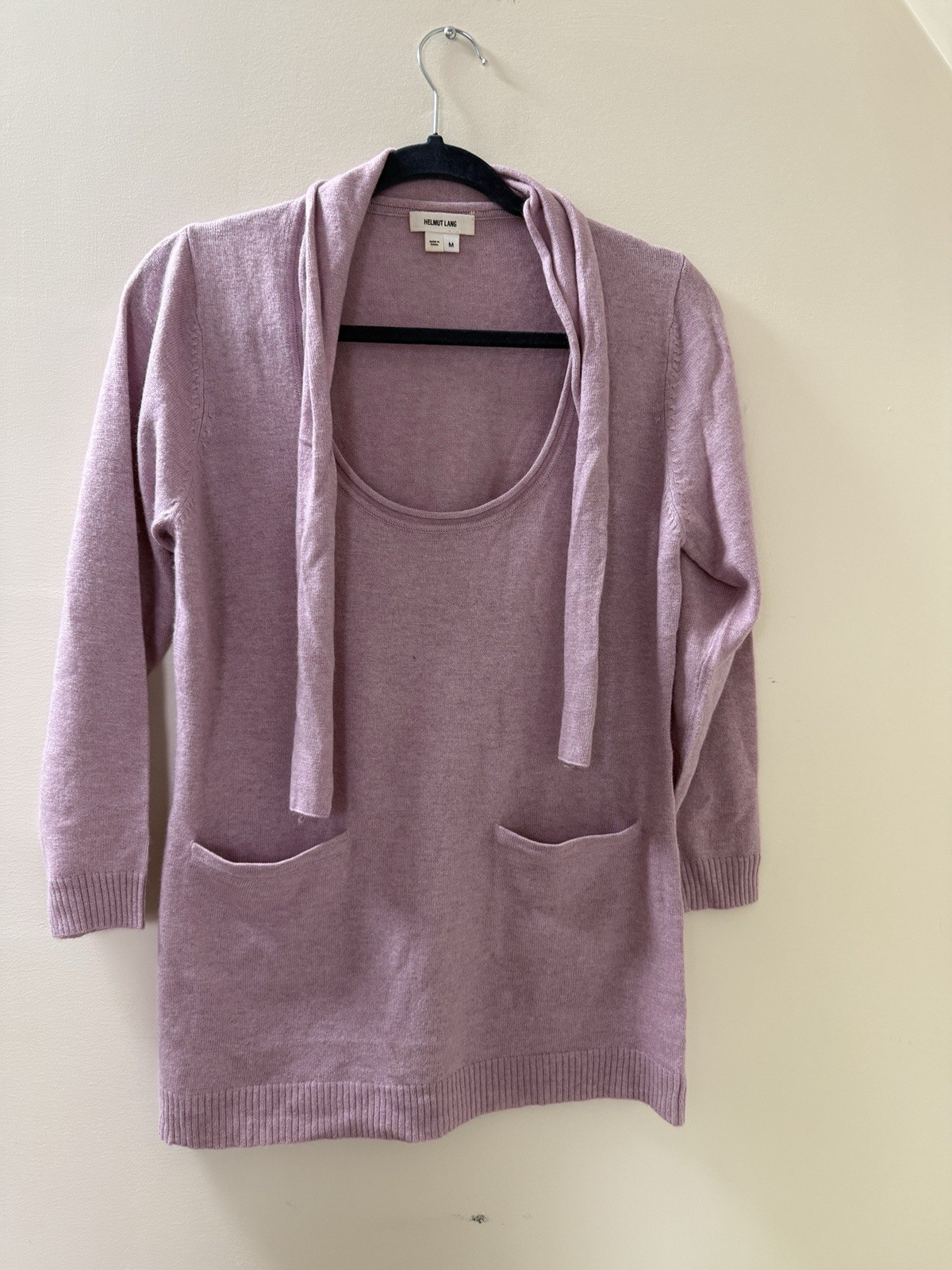 Helmut Lang Wool Cashmere Sweater Tunic Top Purple Size M