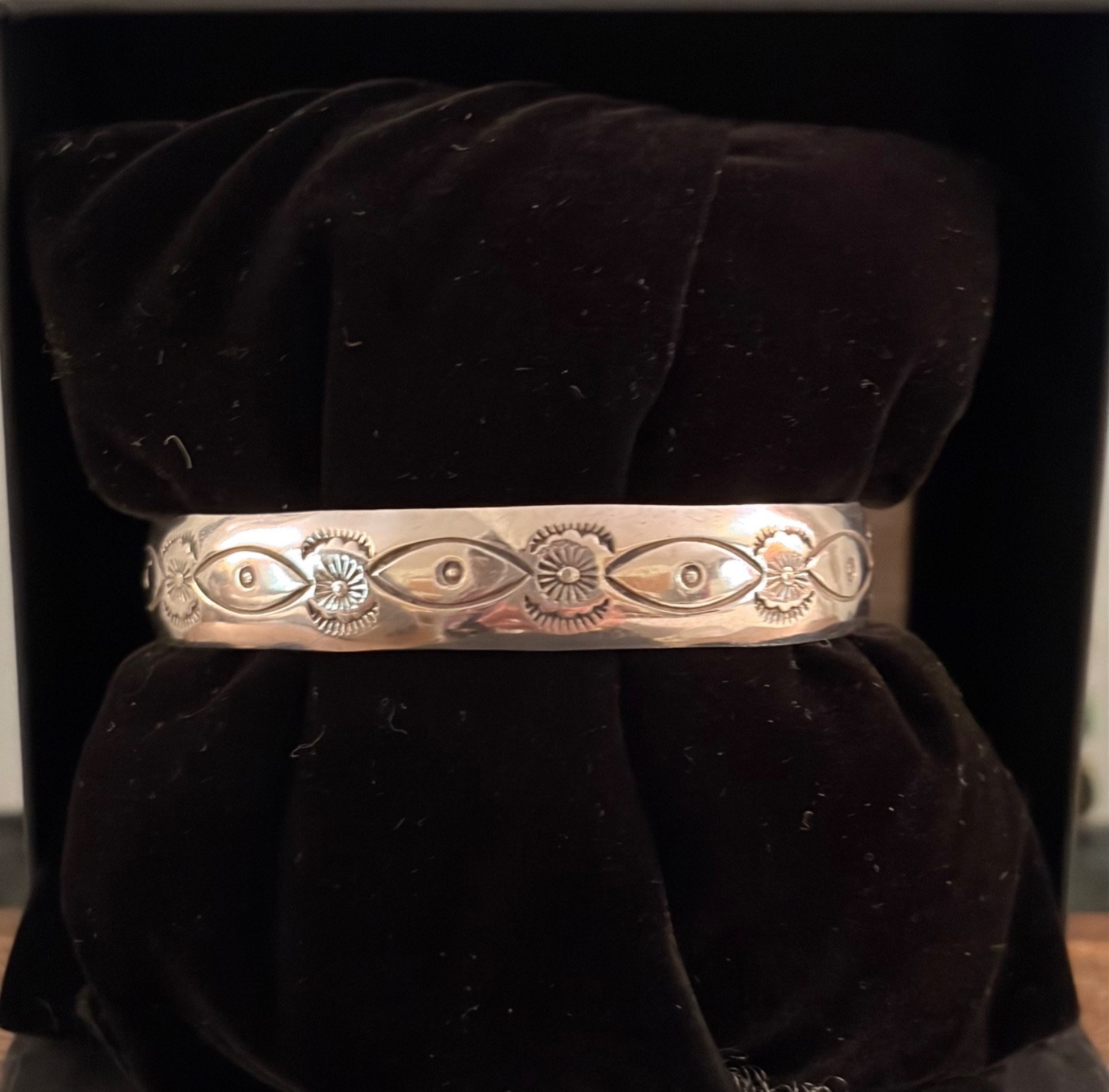 Vintage Native American Stamped Designs Sterling cuff