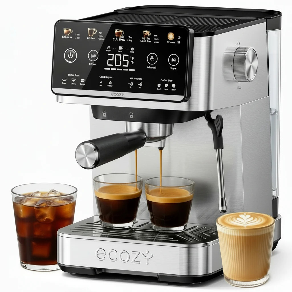 4-in-1 Espresso Machine Coffee Maker Combo w/ Milk Frother Cold Brew Over Ice 4-in-1 Espresso Machine Coffee Maker Combo w/ Milk Frother Cold Brew Over Ice