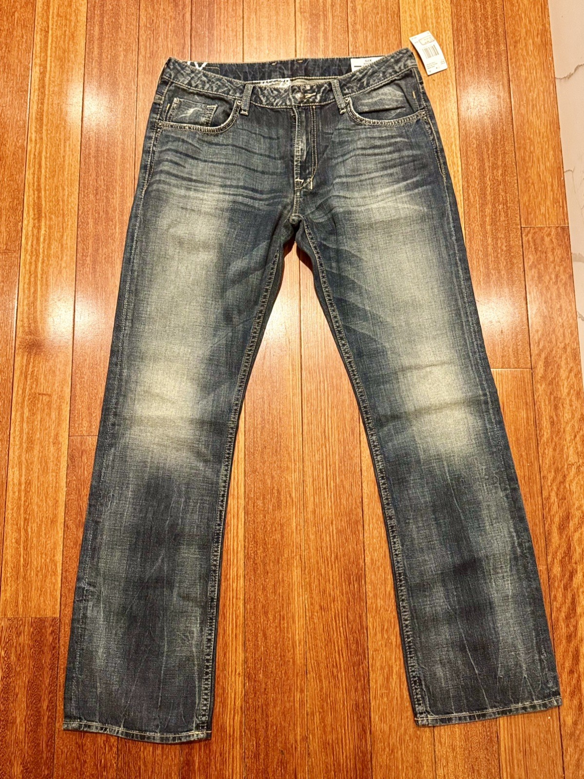Buffalo David Bitton Six Basic Slim Straight Jeans Mens 33x32 Medium Wash Blue 