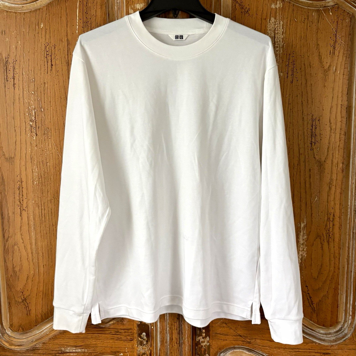 Uniqlo U AIRism Cotton Long Sleeve Crew Neck T-Shirt White Men M 479781 Lemaire