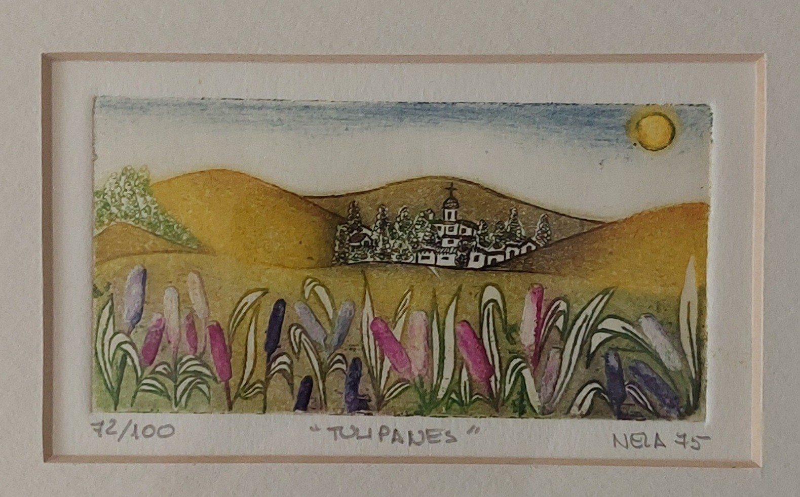 VTG 1975 Mexican Artist Nela Gaos LE (72/100) Etching Print \