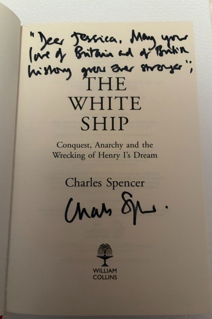 RARE Signed and Dedicated Copy of The White Ship by Charles Spencer