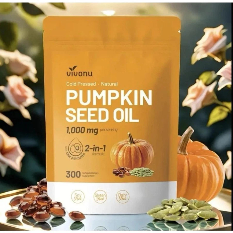 Vivonu Pumpkin Seed Oil 1000mg with Saw Palmetto 300 Softgels