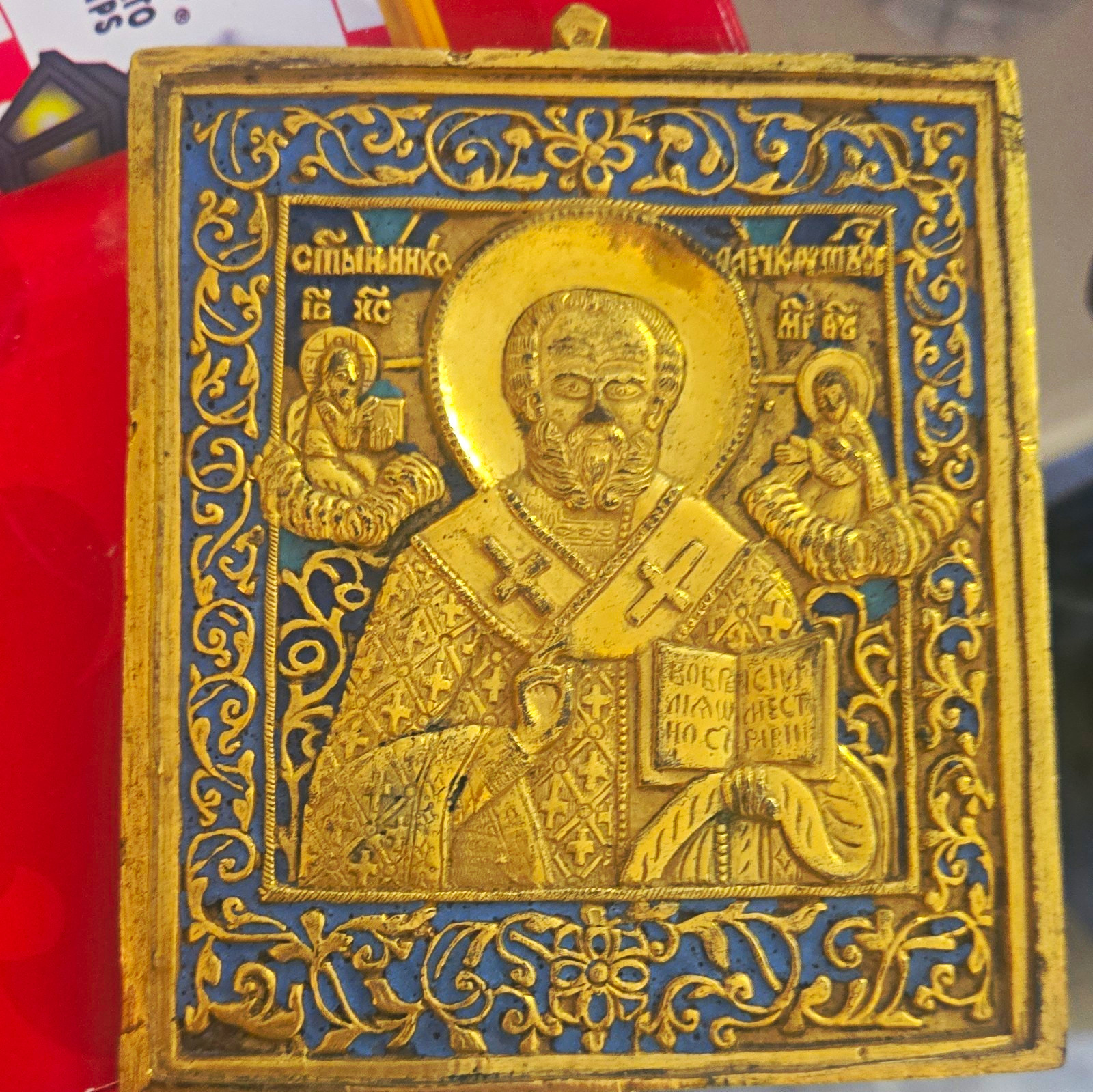 19th Century Russian Travel Bronze Icon Of Saint Nicholas 19th Century Russian Travel Bronze Icon Of Saint Nicholas