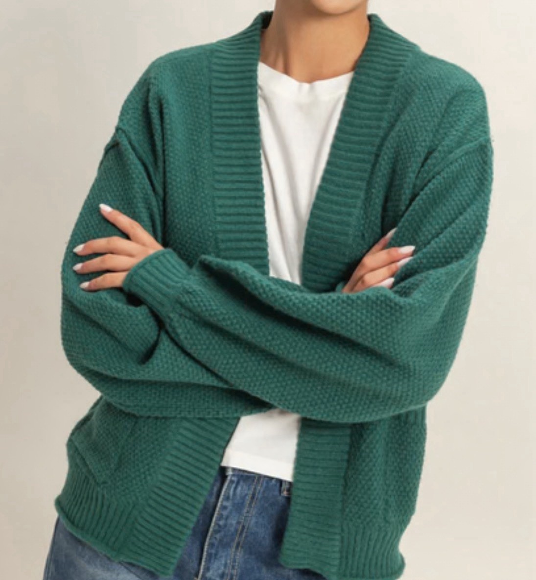 Maeve Anthropologie Womens Open Front Cardigan Sweater Green Textured One Size