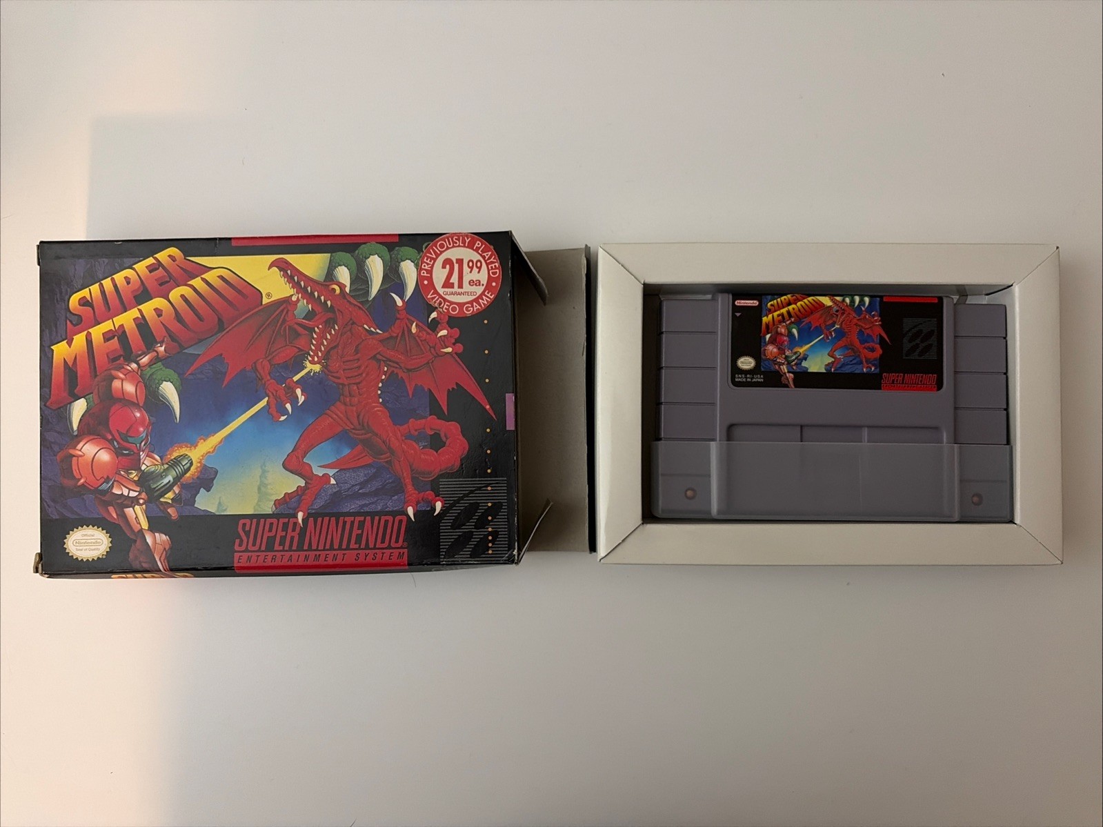 Super Metroid SNES First Print Green “Only For Nintendo” Box + Game Tested