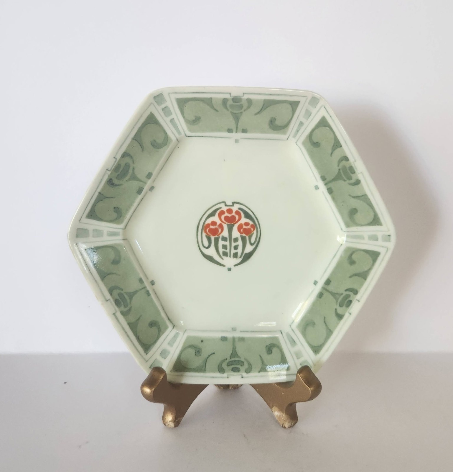 Antique American Belleek CAC Lenox Porcelain Hexagonal Plate