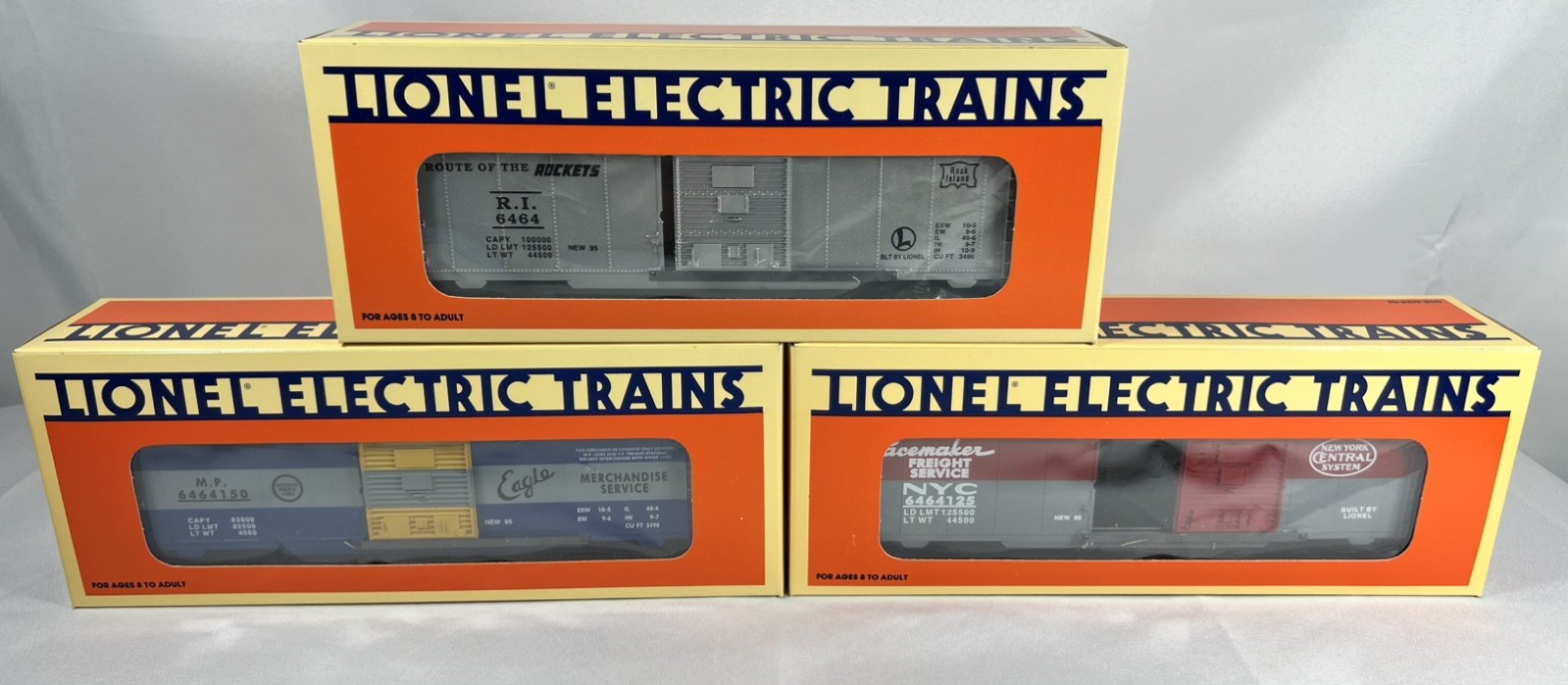 Lionel 6464 Boxcars Set of 3 Missouri Pacific New York Central Rock Island New Lionel 6464 Boxcars Set of 3 Missouri Pacific New York Central Rock Island New