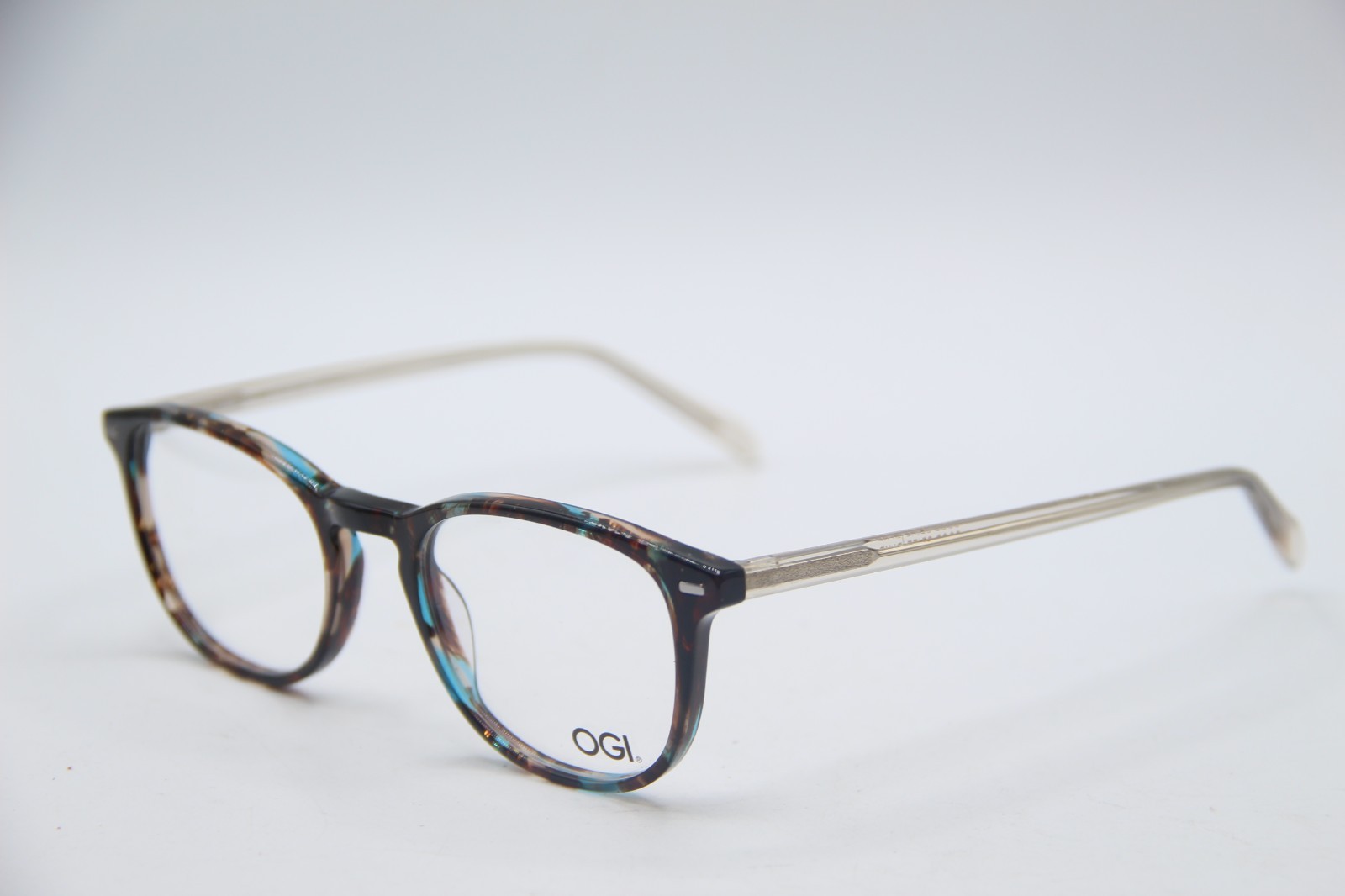 NEW OGI GOOD GRIEF BLKB BLACK BROWN GREEN HORN AUTHENTIC FRAMES EYEGLASSES 48-19