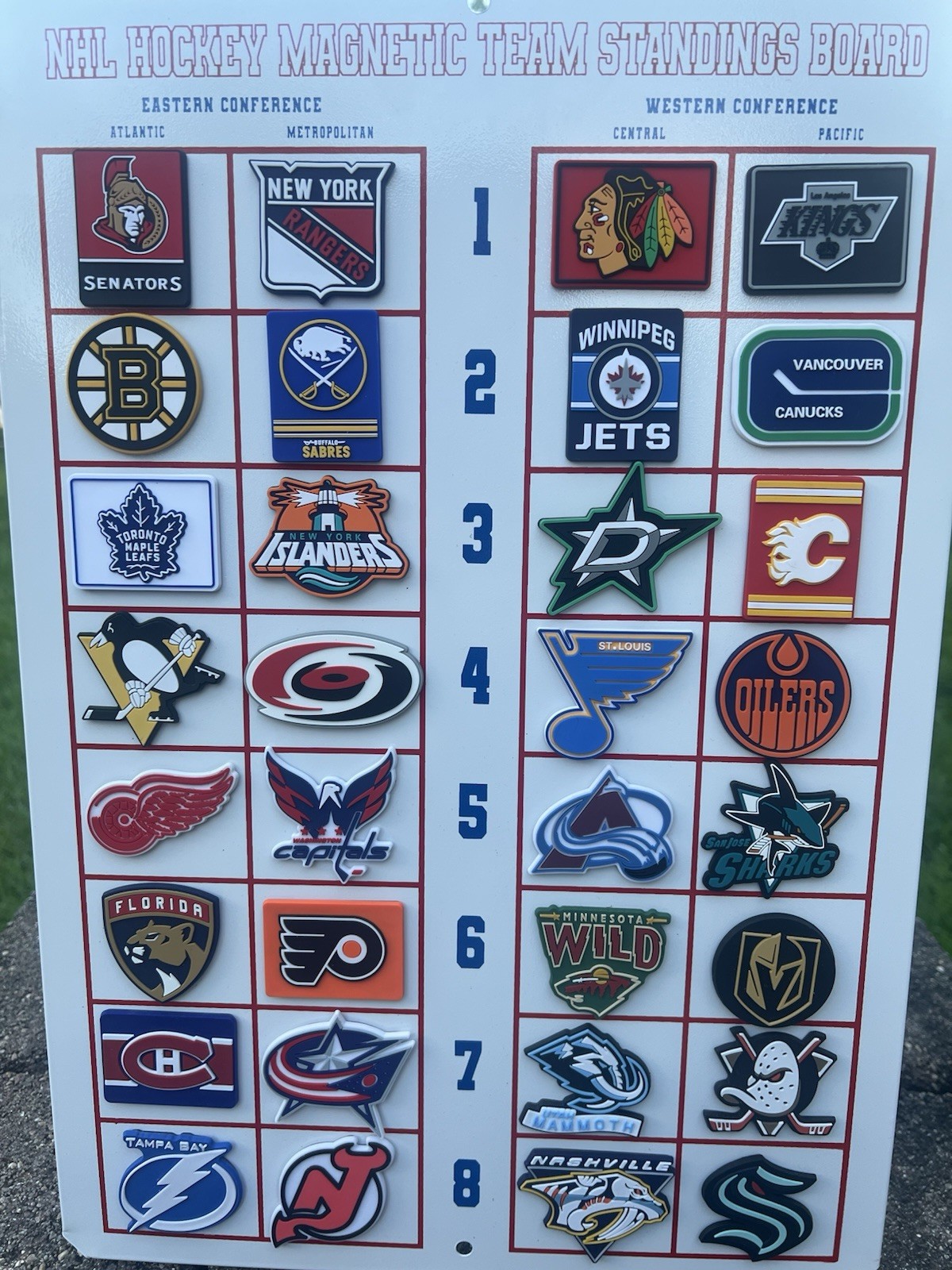 VINTAGE NHL 2026-2027 MAGNETIC TEAM STANDINGS BOARD FULL SET W/32 RUBBER MAGNETS