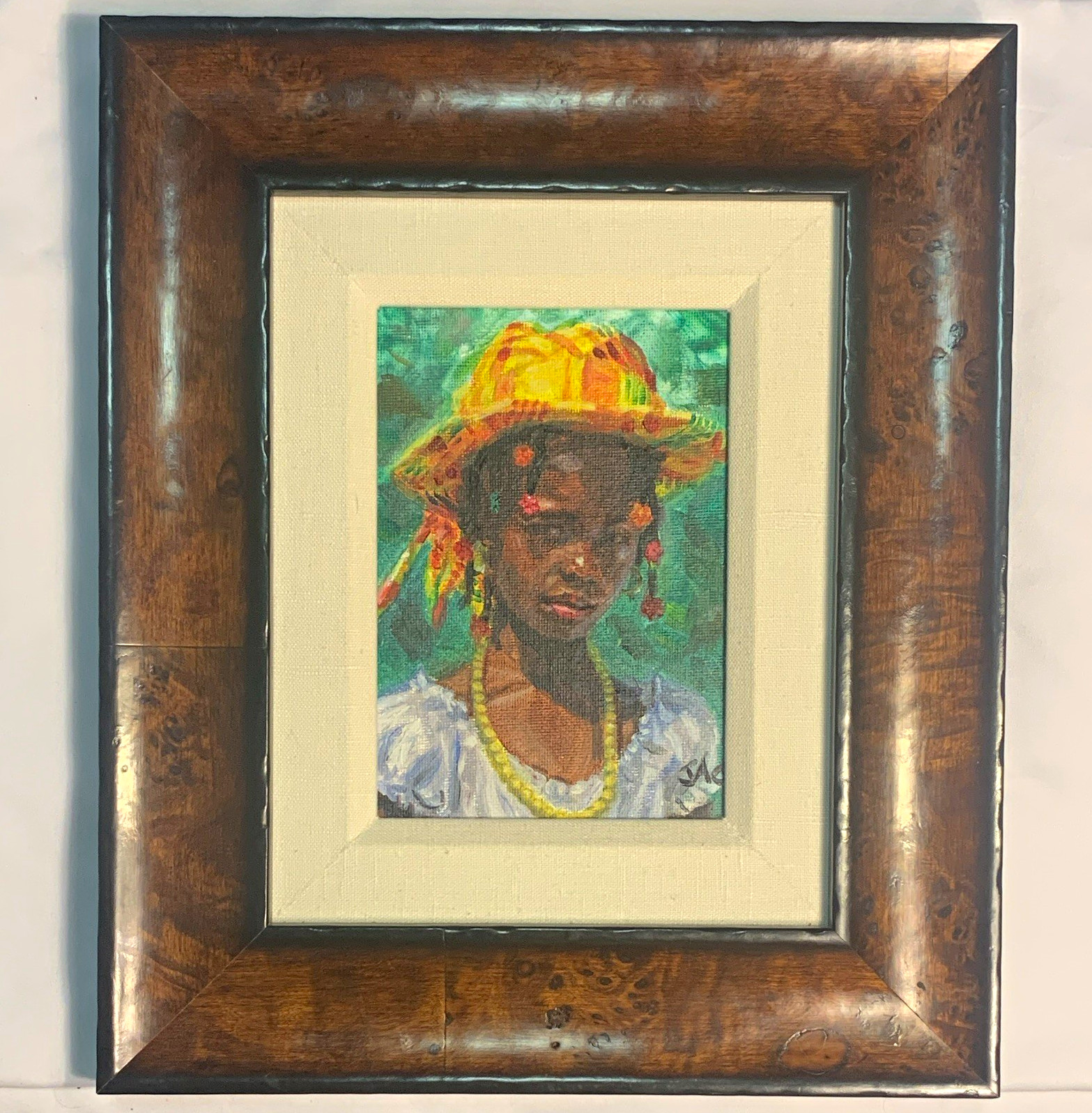 Jonathan Guy-Gladding Original acrylic painting Framed young Woman Portrait