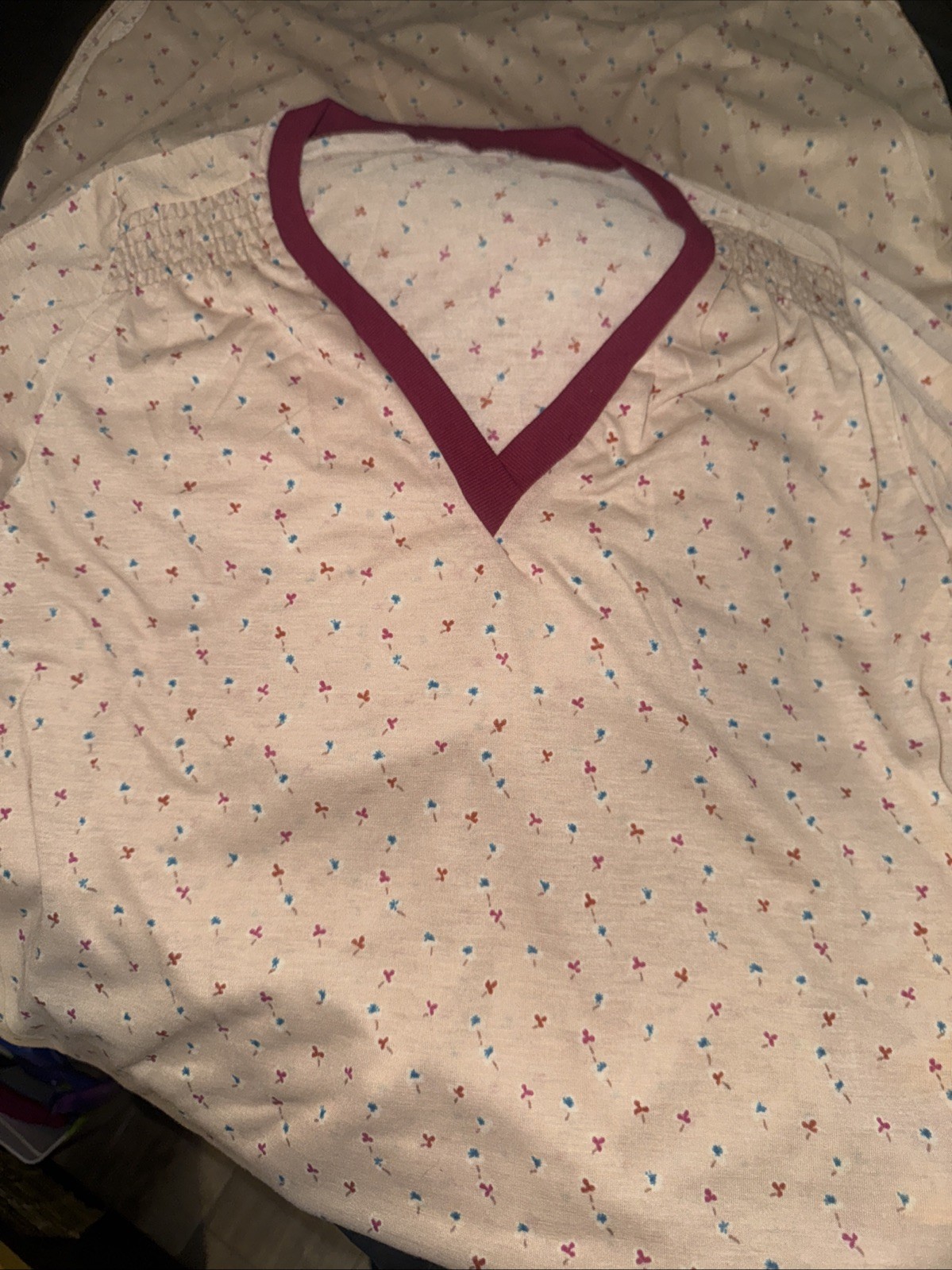 VTG 1974 Santora Lean On Klopman Floral Sleepwear Top Deadstock NOS