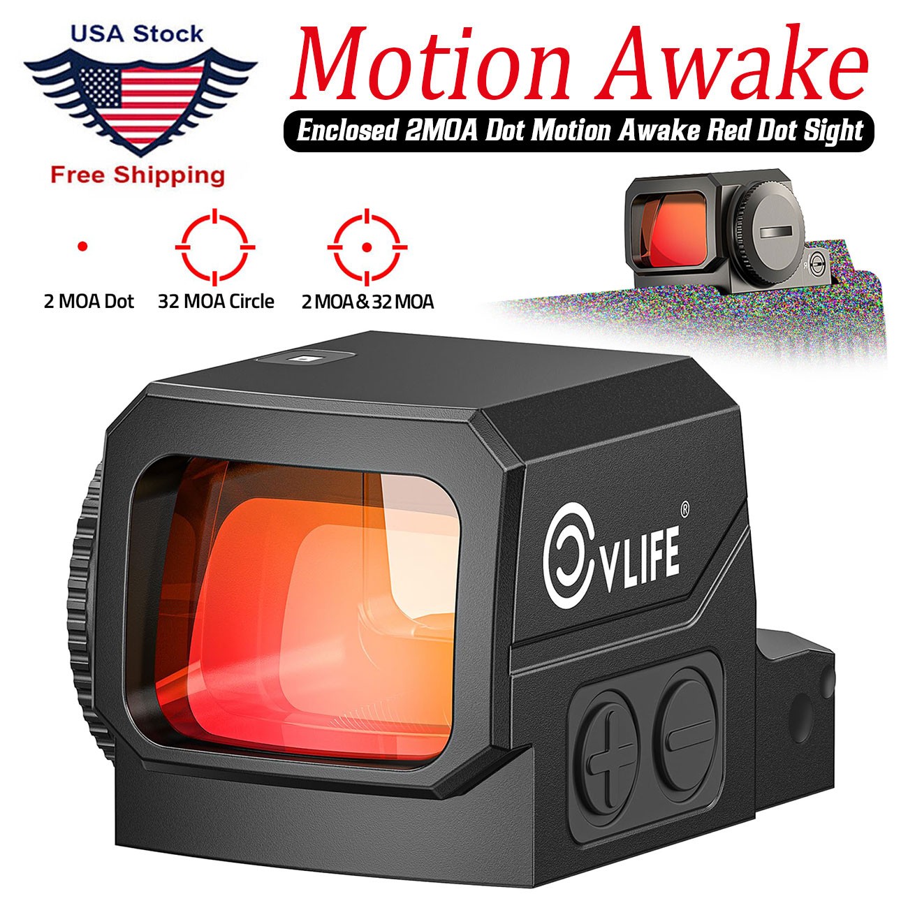 Enclosed Motion Awake Red Dot Sight 10 Brightness For RMR/RMS/RMSc/MOS/Picatinny