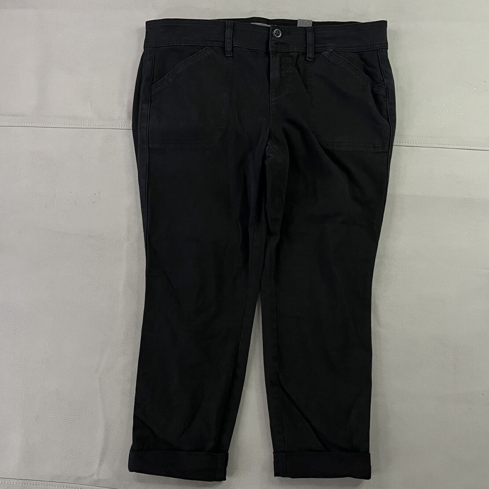 New Torrid Black Straight Leg Roll Up Cuff Hike Trek Trail Capri Pant-16-0698