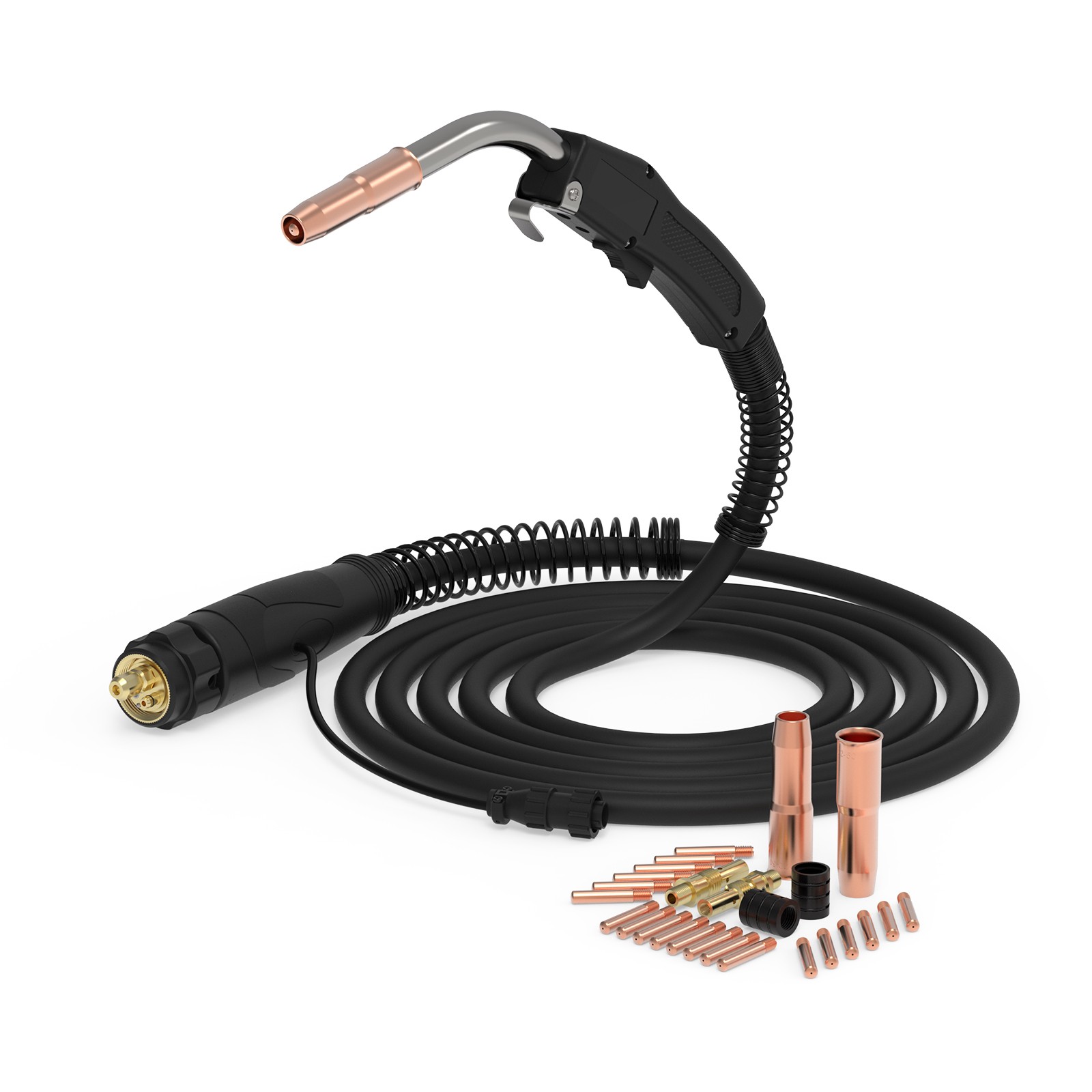 YESWELDER 250A 15ft Euro MIG Gun & 0.045 Contact Tip Nozzle Diffuser Adapter Kit