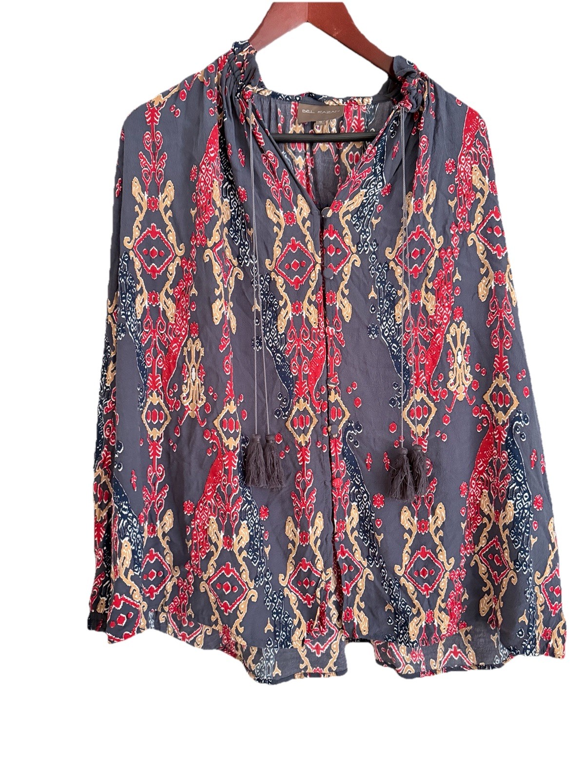 Bel Kazan Anthropologie Bottom Down Blouse Geometric Boho Tassels | Small Bel Kazan Anthropologie Bottom Down Blouse Geometric Boho Tassels | Small