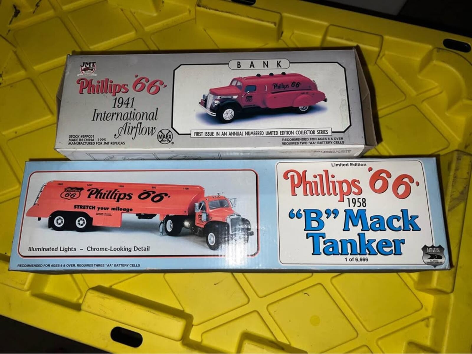 Vintage Phillips 66 JMT Replicas Toy Truck Lot - 1941 Airflow & 1958 Mack Tanker