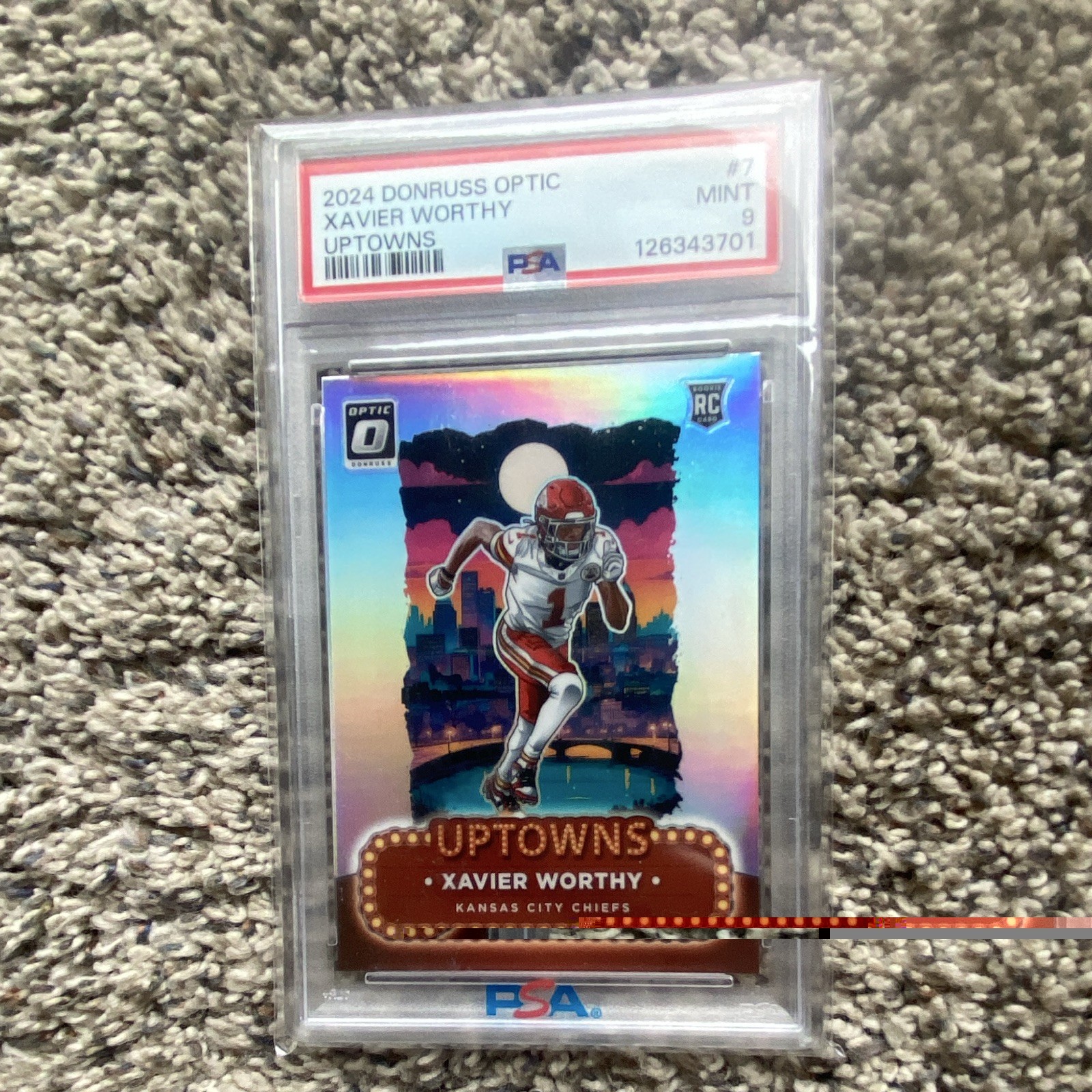 Panini 2024 Donruss Optic Uptowns Xavier Worthy RC PSA 9 #7 Chiefs Panini 2024 Donruss Optic Uptowns Xavier Worthy RC PSA 9 #7 Chiefs