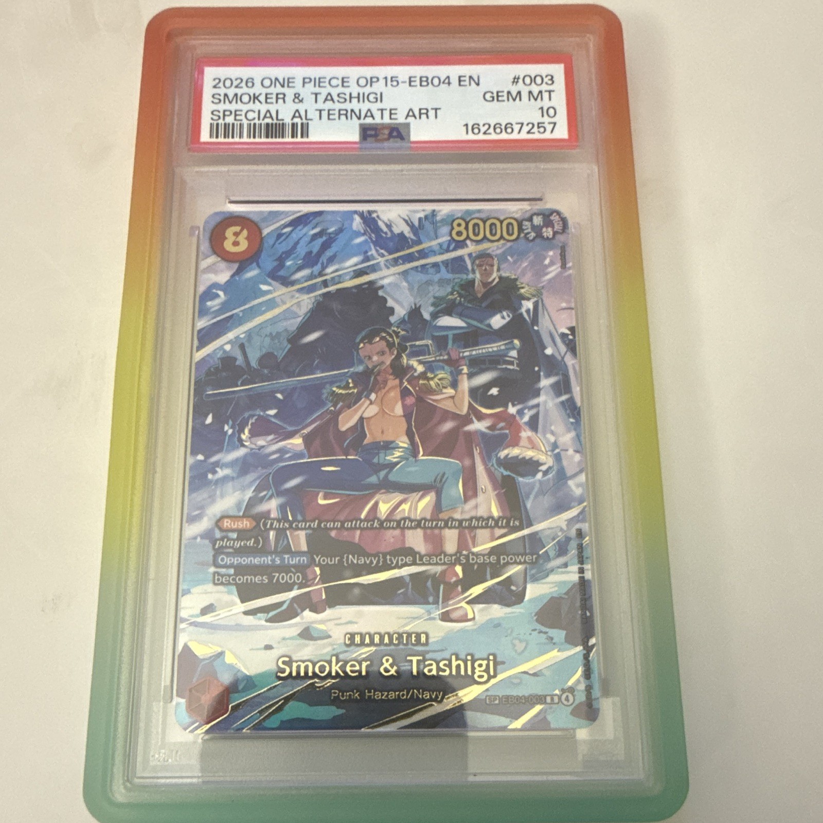 Bandai One Piece Smoker & Tashigi EB04-003 SP Foil Eng PSA 10 2026