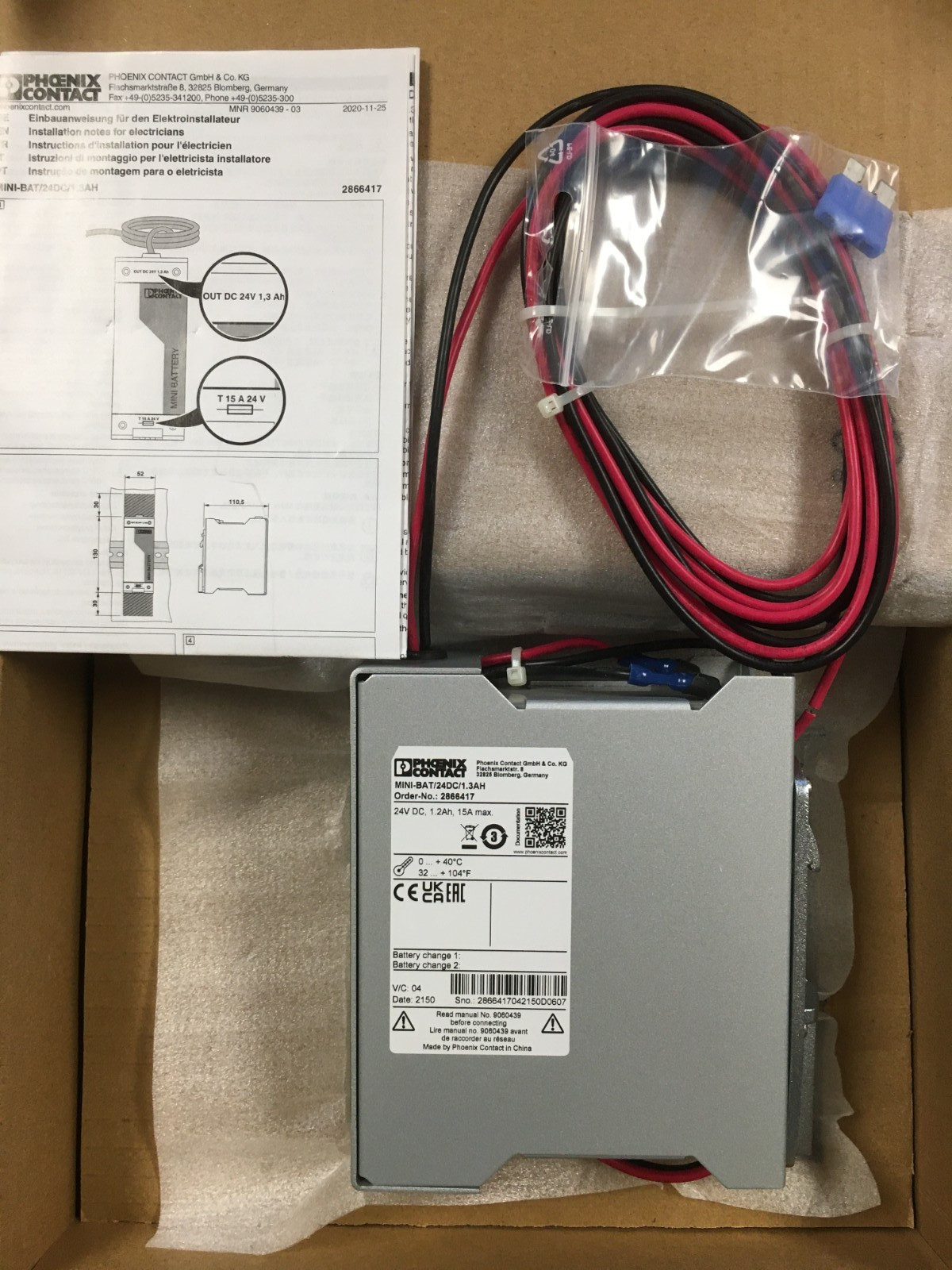 NEW PHOENIX CONTACT 2866417 MINI-BAT/24DC/1.3AH MINI BATTERY MODULE