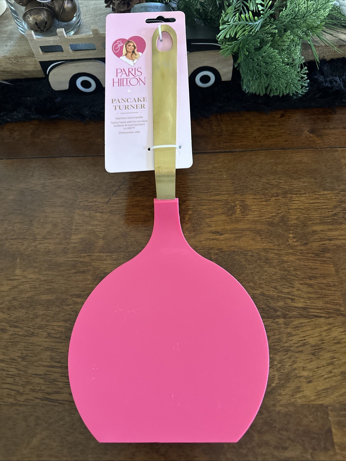 NWT Paris Hilton Designer Nonstick Stainless Jumbo Pancake Turner Hot Pink Gold