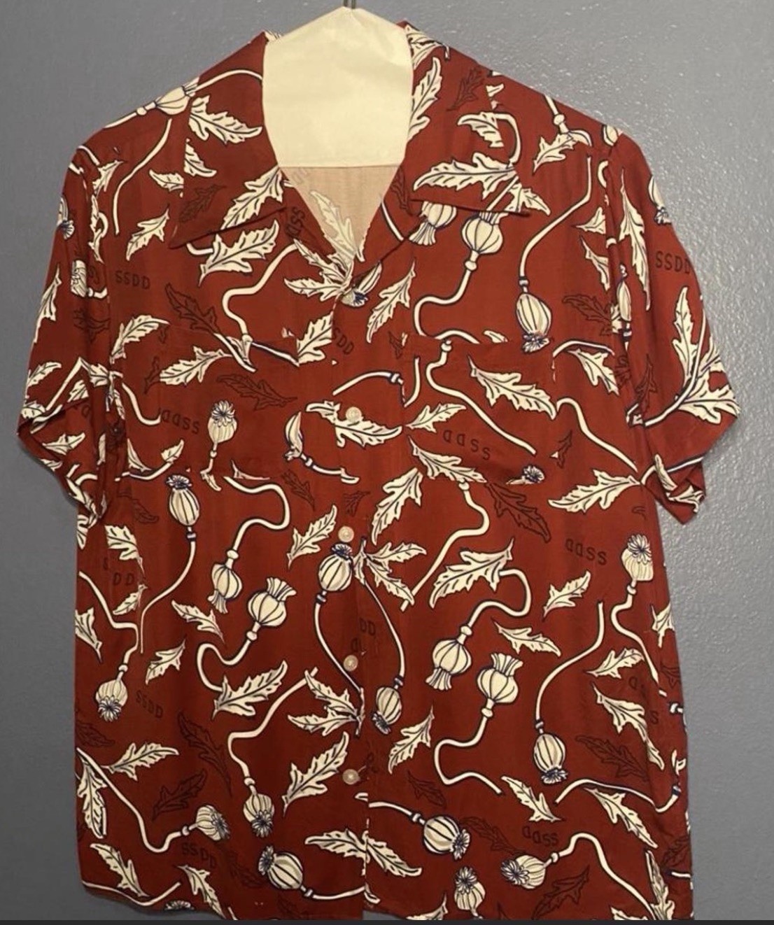 2013 FUCT SSDD poppy Flower Rayon Button Up In Red sz XL 2013 FUCT SSDD poppy Flower Rayon Button Up In Red sz XL